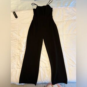Black Wide-Leg Jumpsuit Pants